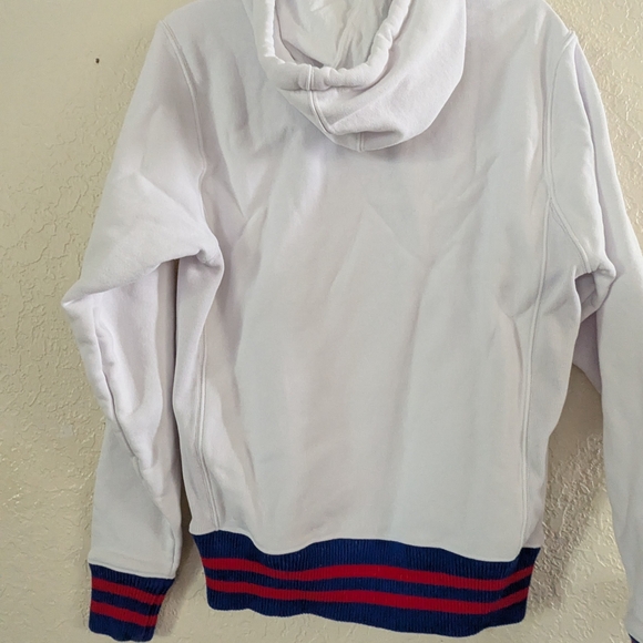 Champion White Hoodie with Blue and Red Accents - Picture 2 of 3